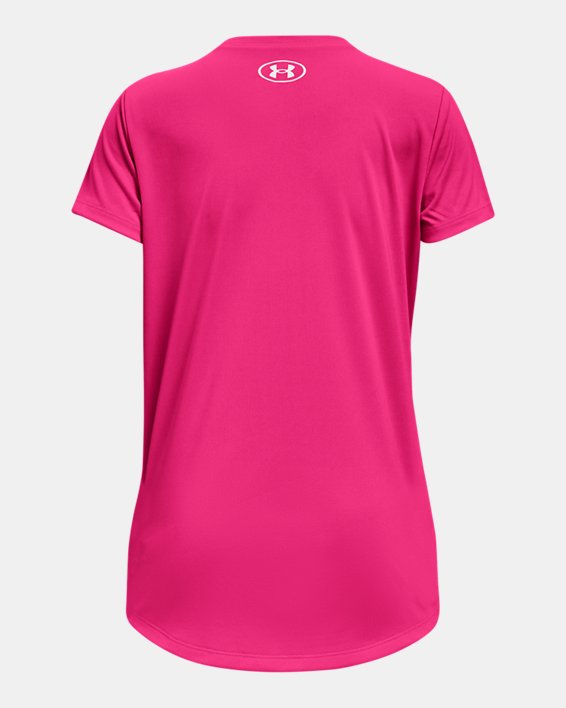 Girls' UA Tech™ Sportstyle Solid Short Sleeve, Pink, pdpMainDesktop image number 1